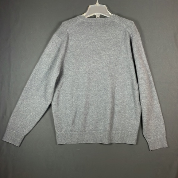Calvin Klein mens dark gray pullover V-neck Italian fine merino wool sweater M - Picture 4 of 8